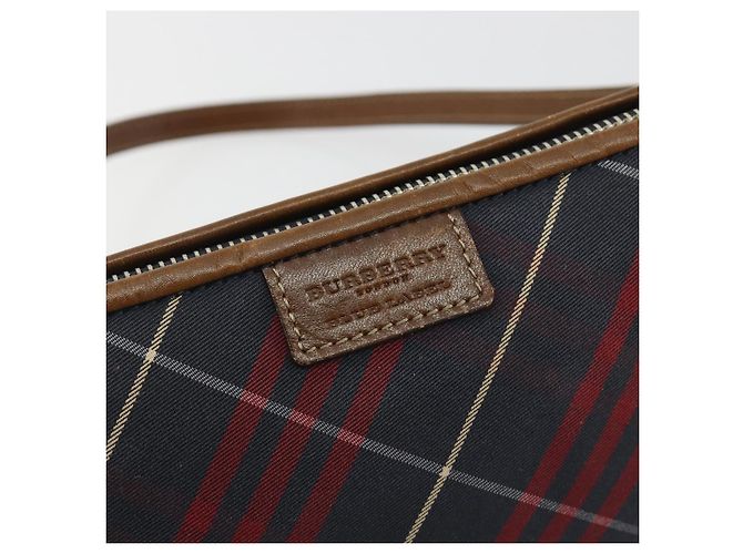 BURBERRY Nova Check Blue Label Hand Pouch Canvas Navy Silver Auth hk3935A Silber Marineblau - Ansicht 15