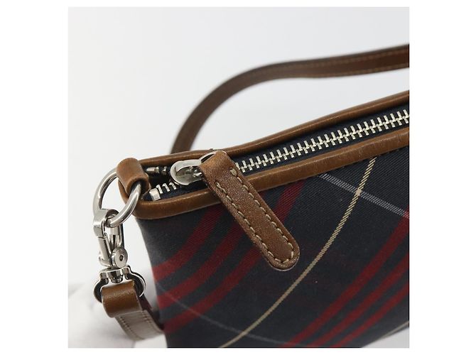 BURBERRY Nova Check Blue Label Hand Pouch Canvas Navy Silver Auth hk3935A Silber Marineblau - Ansicht 16