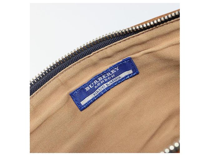BURBERRY Nova Check Blue Label Hand Pouch Canvas Navy Silver Auth hk3935A Silber Marineblau - Ansicht 17
