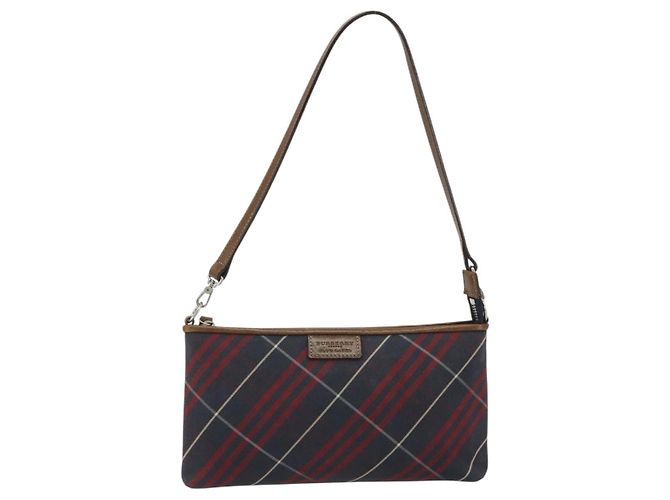 BURBERRY Nova Check Blue Label Hand Pouch Canvas Navy Silver Auth hk3935A Silber Marineblau - Ansicht 2