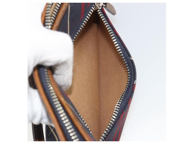 BURBERRY Nova Check Blue Label Hand Pouch Canvas Navy Silver Auth hk3935A Silber Marineblau - Ansicht 22