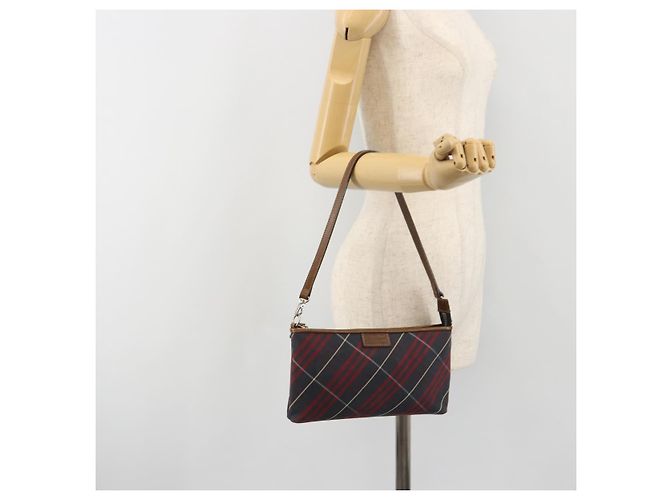 BURBERRY Nova Check Blue Label Hand Pouch Canvas Navy Silver Auth hk3935A Silber Marineblau - Ansicht 23