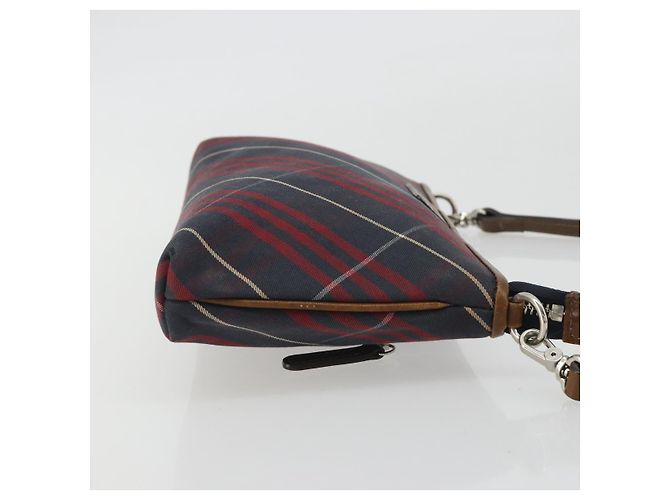BURBERRY Nova Check Blue Label Hand Pouch Canvas Navy Silver Auth hk3935A Silber Marineblau - Ansicht 4