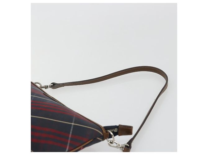 BURBERRY Nova Check Blue Label Hand Pouch Canvas Navy Silver Auth hk3935A Silber Marineblau - Ansicht 8