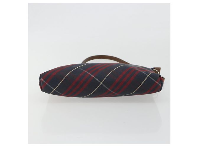 BURBERRY Nova Check Blue Label Hand Pouch Canvas Navy Silver Auth hk3935A Silber Marineblau - Ansicht 9