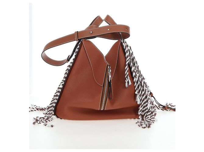 Borsa a mano LOEWE Hammock Small in pelle 2way Marrone Argento Auth 191725SAM - vista 4
