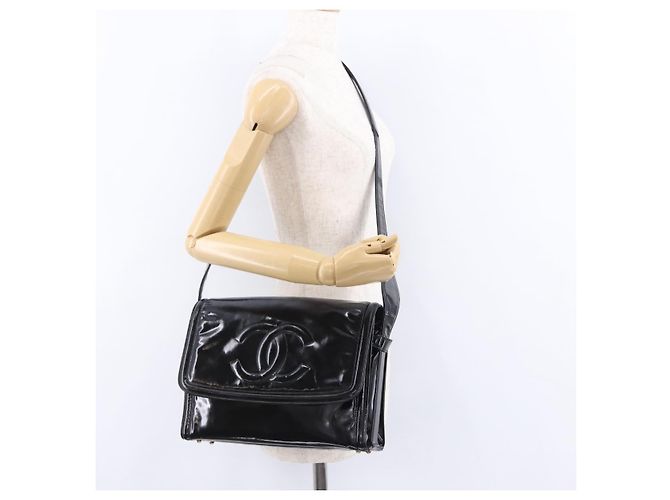 Borsa a Spalla CHANEL Vernice Nero CC Auth 192734 - vista 25