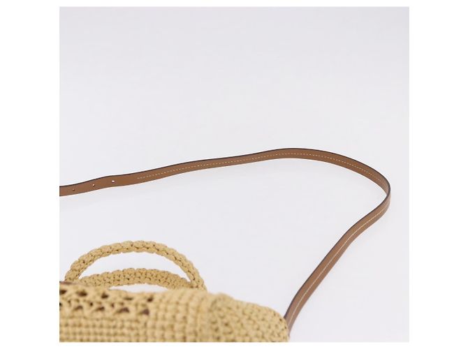 Miu Miu Woven Tote Bag aus Raphia 2way Beige mit Goldton Auth ki6738M - Ansicht 10
