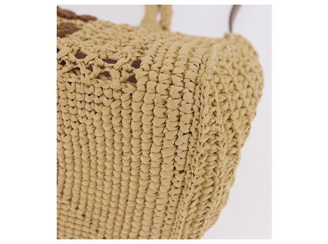 Miu Miu Woven Tote Bag aus Raphia 2way Beige mit Goldton Auth ki6738M - Ansicht 13