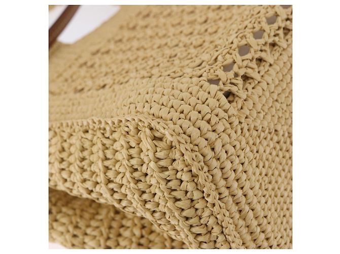 Miu Miu Woven Tote Bag aus Raphia 2way Beige mit Goldton Auth ki6738M - Ansicht 14