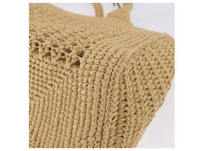 Miu Miu Woven Tote Bag aus Raphia 2way Beige mit Goldton Auth ki6738M - Ansicht 15