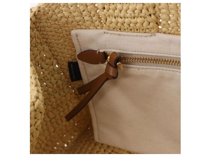 Miu Miu Woven Tote Bag aus Raphia 2way Beige mit Goldton Auth ki6738M - Ansicht 21