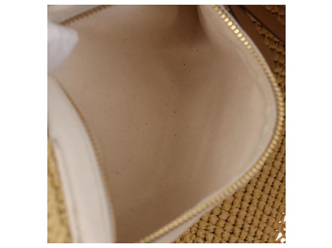 Miu Miu Woven Tote Bag aus Raphia 2way Beige mit Goldton Auth ki6738M - Ansicht 22