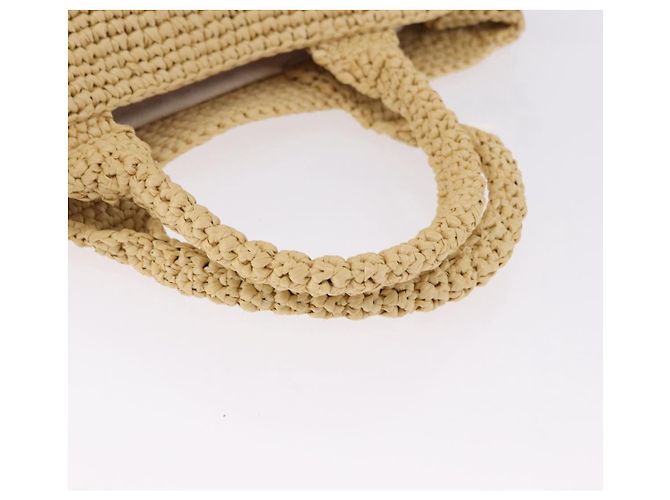 Miu Miu Woven Tote Bag aus Raphia 2way Beige mit Goldton Auth ki6738M - Ansicht 7