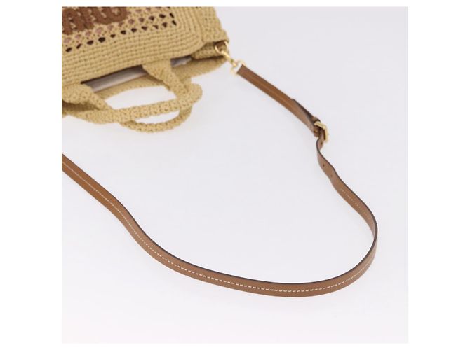 Miu Miu Woven Tote Bag aus Raphia 2way Beige mit Goldton Auth ki6738M - Ansicht 9