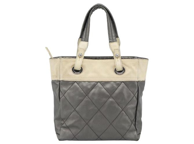 CHANEL Paris Biarritz PM Tote Bag aus beschichtetem Canvas mit silbernem CC Auth 191000 - Ansicht 3