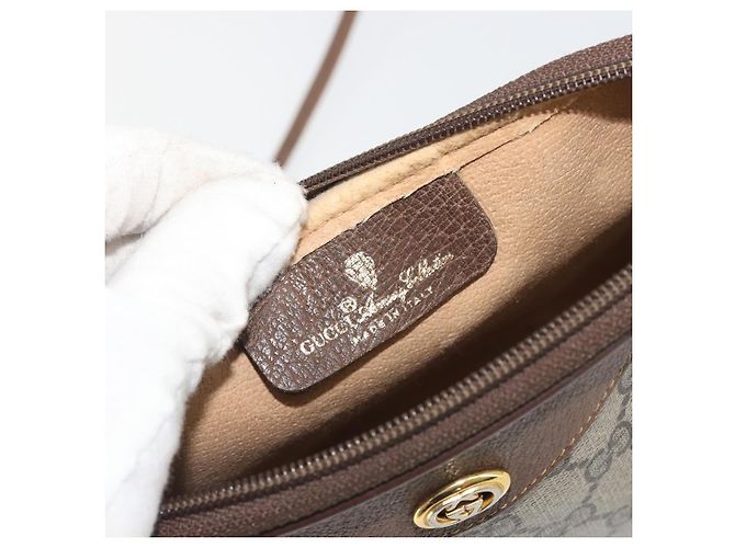 Sac à bandoulière GUCCI GG Supreme en PVC Beige Or 97 02 068 Auth kk692 Doré - vue 16