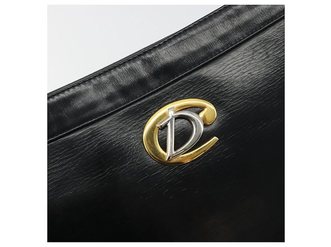 Borsa a tracolla Christian Dior in pelle di vitello nera e oro Auth 191075 Nero D'oro - vista 16