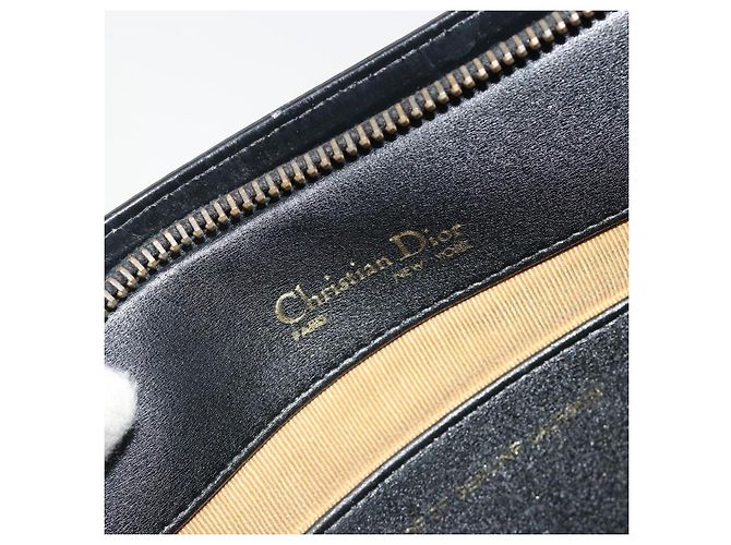 Borsa a tracolla Christian Dior in pelle di vitello nera e oro Auth 191075 Nero D'oro - vista 18