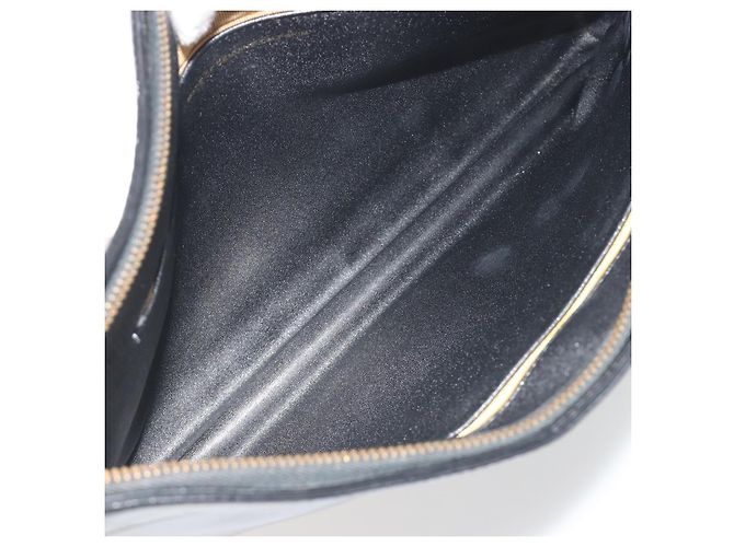 Borsa a tracolla Christian Dior in pelle di vitello nera e oro Auth 191075 Nero D'oro - vista 19