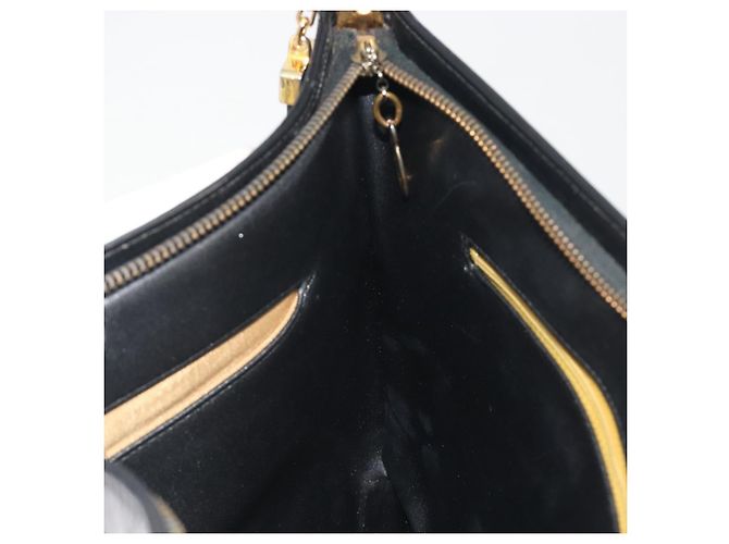 Borsa a tracolla Christian Dior in pelle di vitello nera e oro Auth 191075 Nero D'oro - vista 20