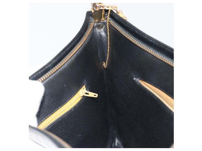 Borsa a tracolla Christian Dior in pelle di vitello nera e oro Auth 191075 Nero D'oro - vista 21
