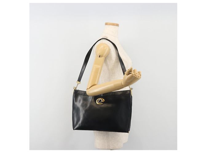 Borsa a tracolla Christian Dior in pelle di vitello nera e oro Auth 191075 Nero D'oro - vista 25