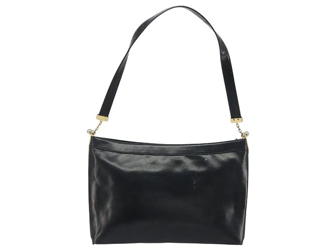 Borsa a tracolla Christian Dior in pelle di vitello nera e oro Auth 191075 Nero D'oro - vista 3