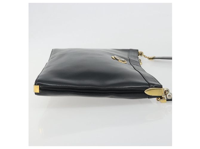 Borsa a tracolla Christian Dior in pelle di vitello nera e oro Auth 191075 Nero D'oro - vista 5