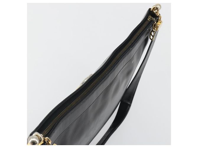 Borsa a tracolla Christian Dior in pelle di vitello nera e oro Auth 191075 Nero D'oro - vista 7