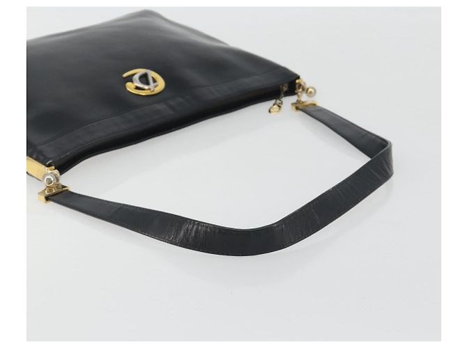 Borsa a tracolla Christian Dior in pelle di vitello nera e oro Auth 191075 Nero D'oro - vista 8