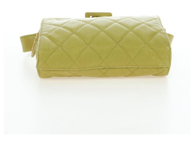 CHANEL Gürteltasche aus Caviar-Leder Limonengelb Gold CC Authentisch am12134V Golden - Ansicht 11