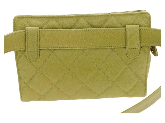 CHANEL Gürteltasche aus Caviar-Leder Limonengelb Gold CC Authentisch am12134V Golden - Ansicht 4