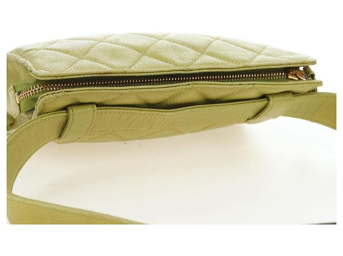 CHANEL Gürteltasche aus Caviar-Leder Limonengelb Gold CC Authentisch am12134V Golden - Ansicht 7