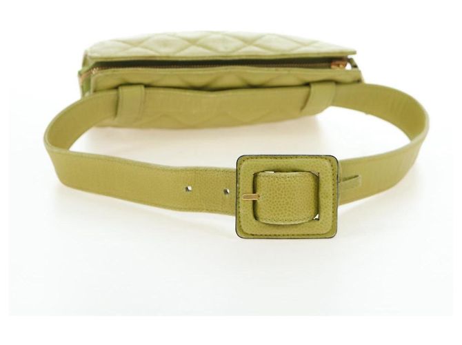 CHANEL Gürteltasche aus Caviar-Leder Limonengelb Gold CC Authentisch am12134V Golden - Ansicht 8
