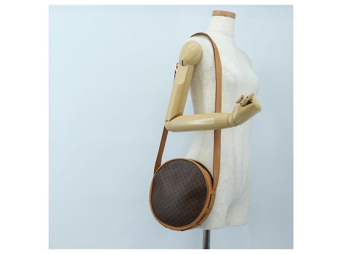 Céline Borsa a Spalla CELINE Macadam Canvas PVC Pelle Marrone Oro Auth 191822V D'oro - vista 25