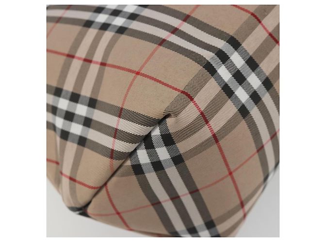 Borsa Tote BURBERRY Nova Check in nylon beige argento Auth kk695A - vista 11