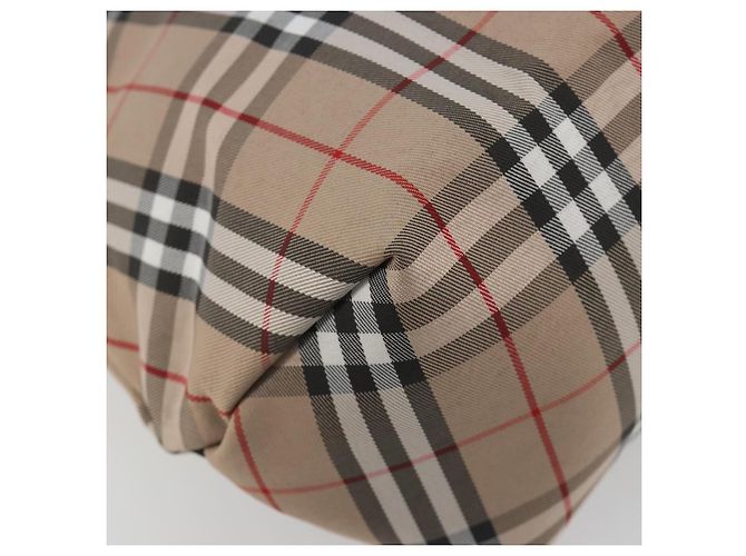 Borsa Tote BURBERRY Nova Check in nylon beige argento Auth kk695A - vista 13