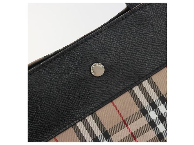 Borsa Tote BURBERRY Nova Check in nylon beige argento Auth kk695A - vista 14