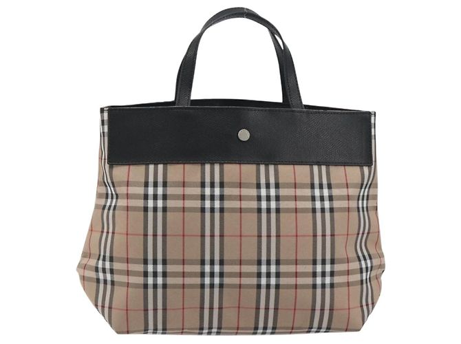 Borsa Tote BURBERRY Nova Check in nylon beige argento Auth kk695A - vista 2