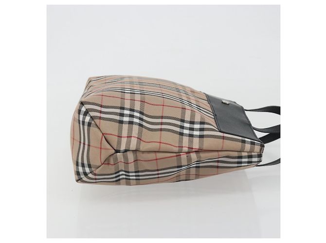 Borsa Tote BURBERRY Nova Check in nylon beige argento Auth kk695A - vista 4