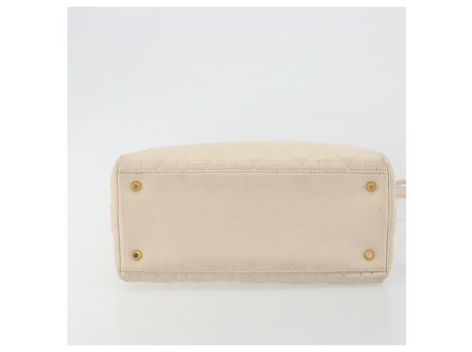 Borsa Christian Dior Lady Dior Canage in pelle di agnello 2way White Gold Auth ep15557A - vista 11