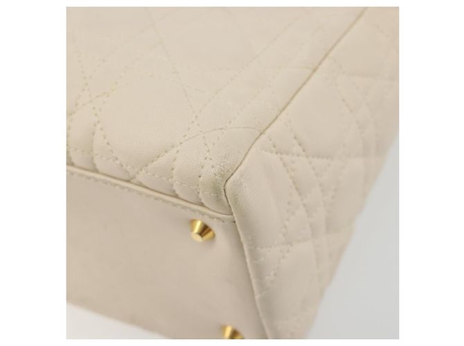 Borsa Christian Dior Lady Dior Canage in pelle di agnello 2way White Gold Auth ep15557A - vista 12
