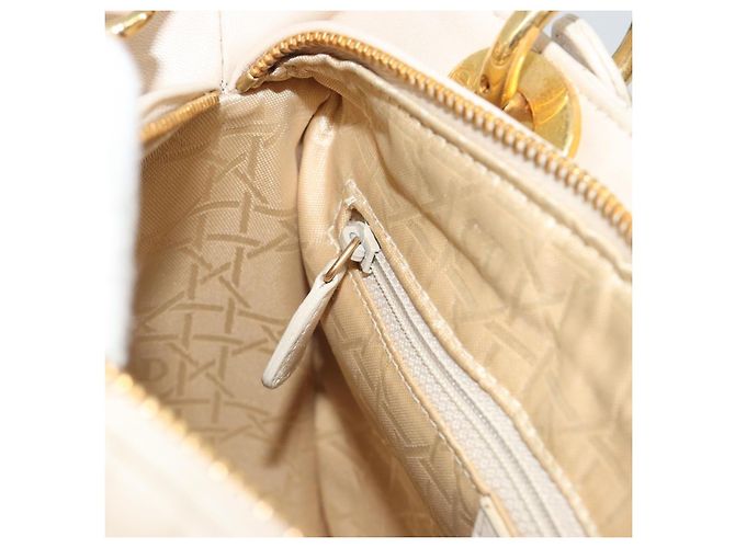 Borsa Christian Dior Lady Dior Canage in pelle di agnello 2way White Gold Auth ep15557A - vista 23