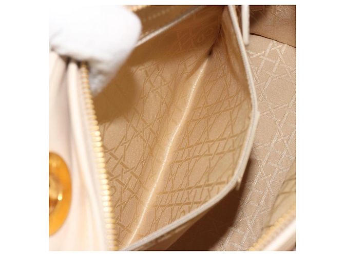 Borsa Christian Dior Lady Dior Canage in pelle di agnello 2way White Gold Auth ep15557A - vista 24