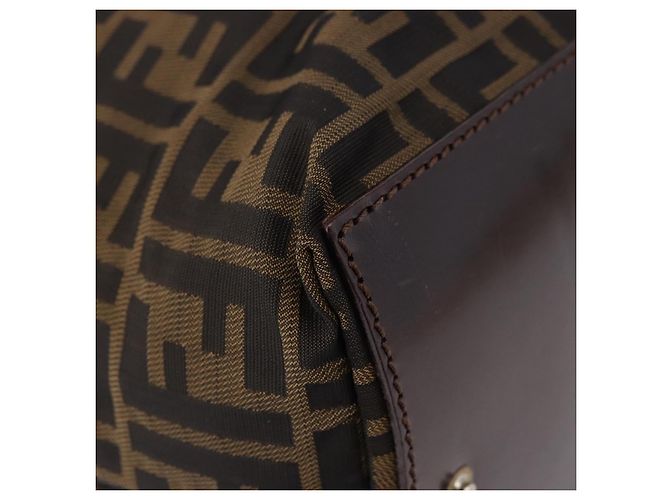 Borsa a Mano FENDI Zucca Canvas Nero Marrone Auth 193515 - vista 12