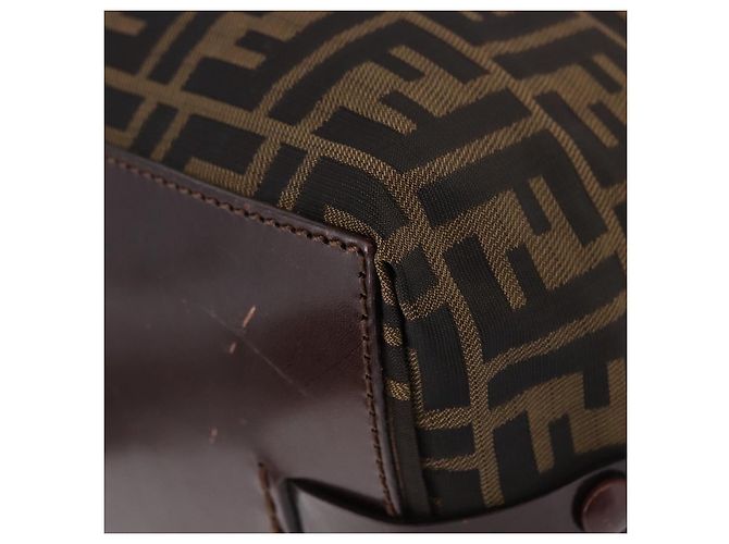 Borsa a Mano FENDI Zucca Canvas Nero Marrone Auth 193515 - vista 13