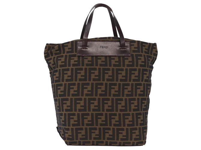 Borsa a Mano FENDI Zucca Canvas Nero Marrone Auth 193515 - vista 2