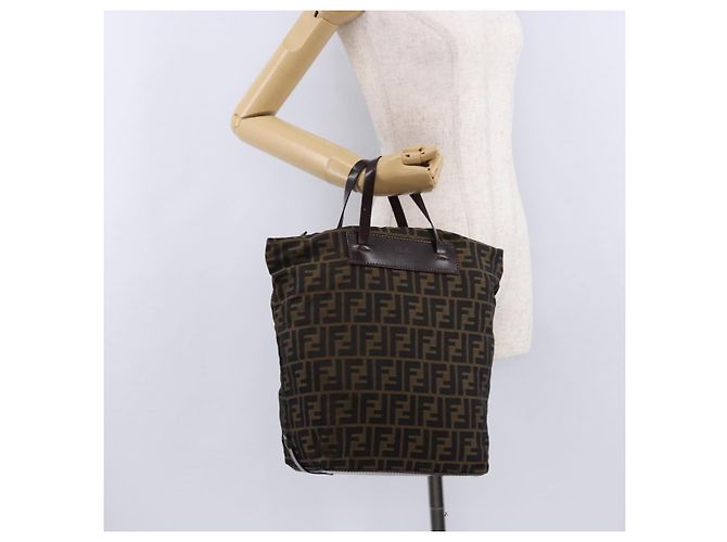 Borsa a Mano FENDI Zucca Canvas Nero Marrone Auth 193515 - vista 21