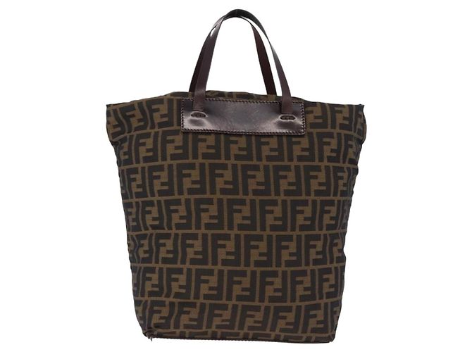Borsa a Mano FENDI Zucca Canvas Nero Marrone Auth 193515 - vista 3